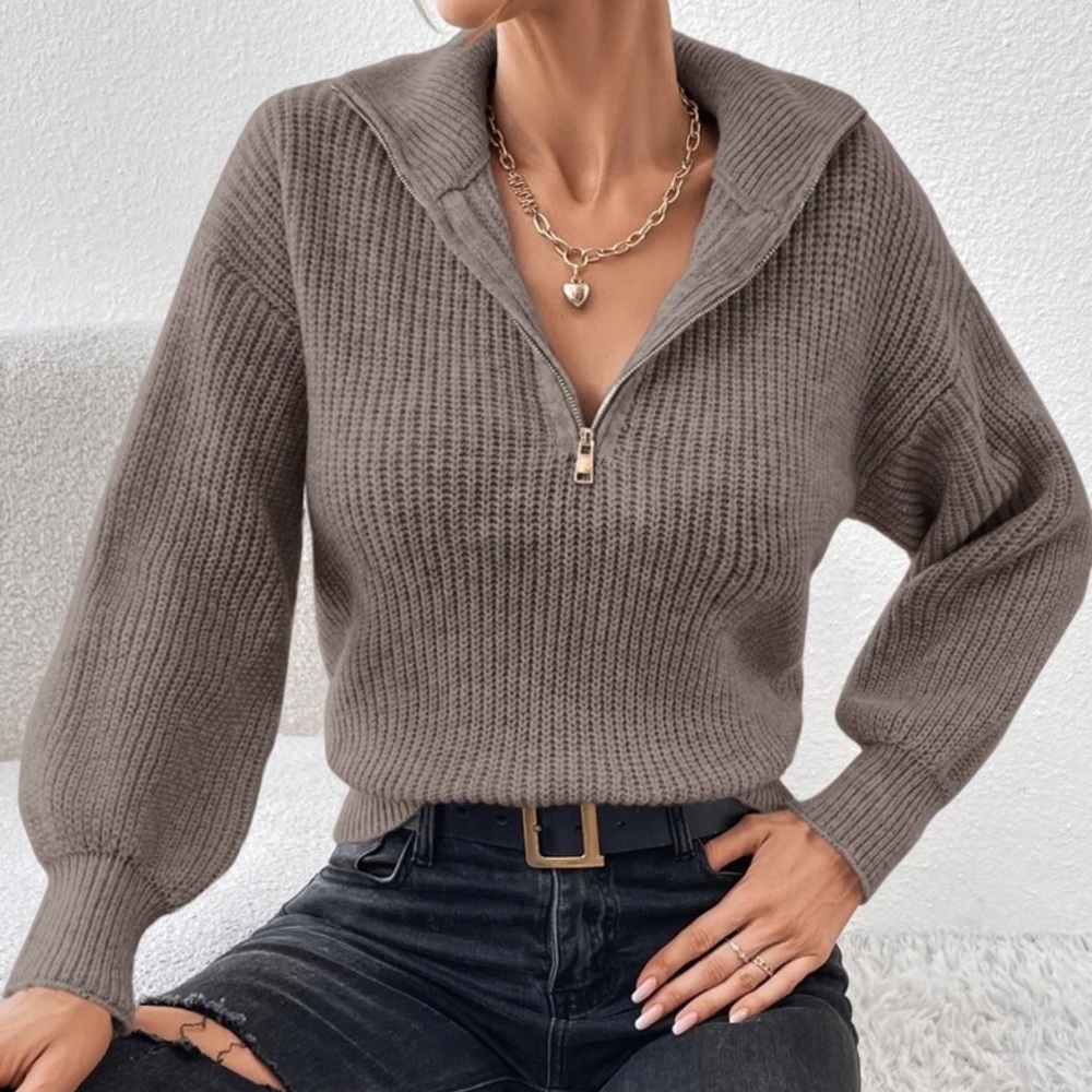 Half Zip Drop Shoulder Sweater